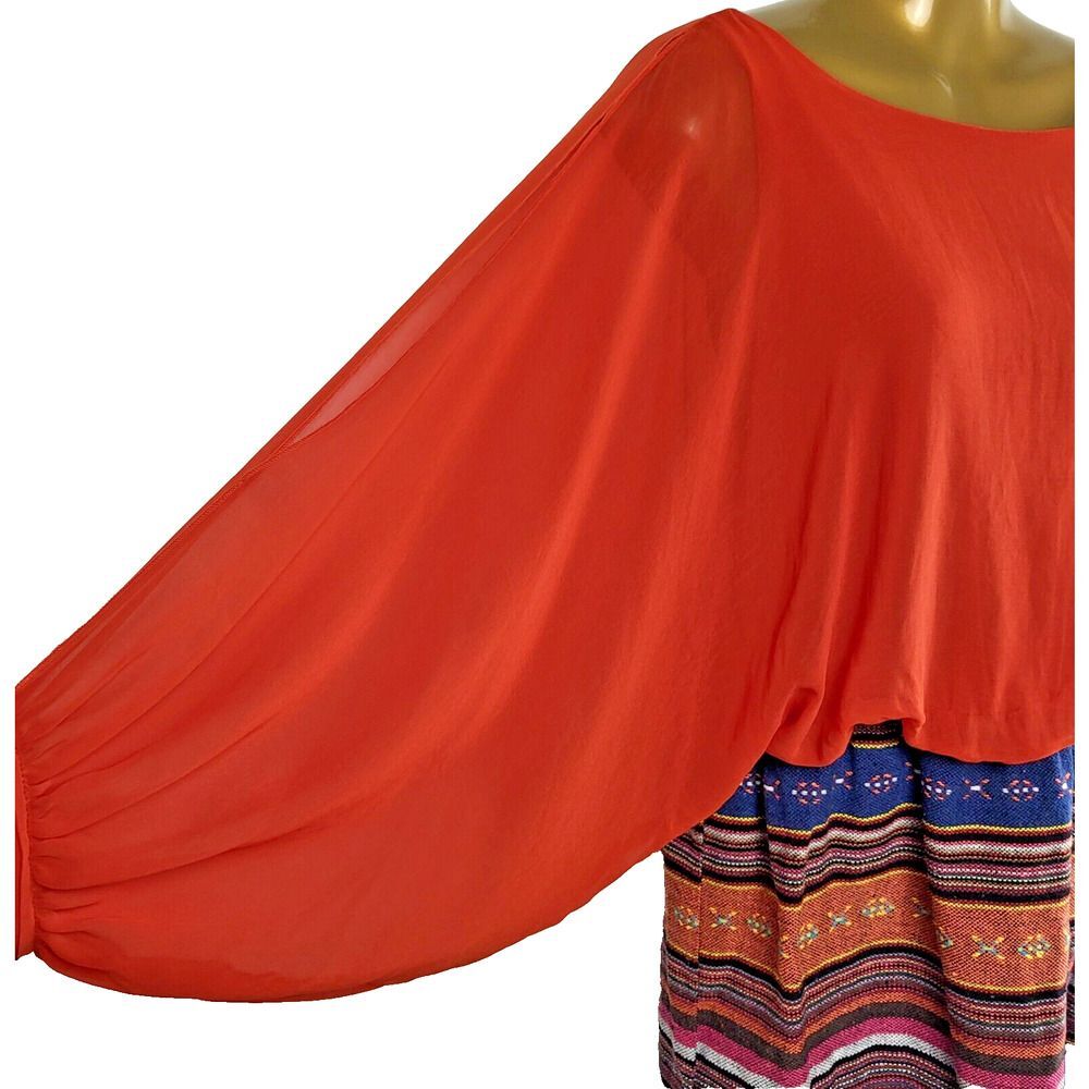 NEW Hot & Delicious Large Dress Sheer Slit Sleeves Cotton Blend Colorful Skirt - Picture 8 of 14